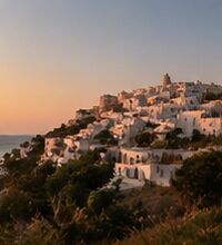 A white hill town at dusk
